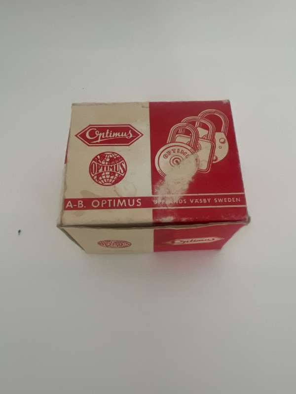 Vintage Optimus hänglås i originalkartong